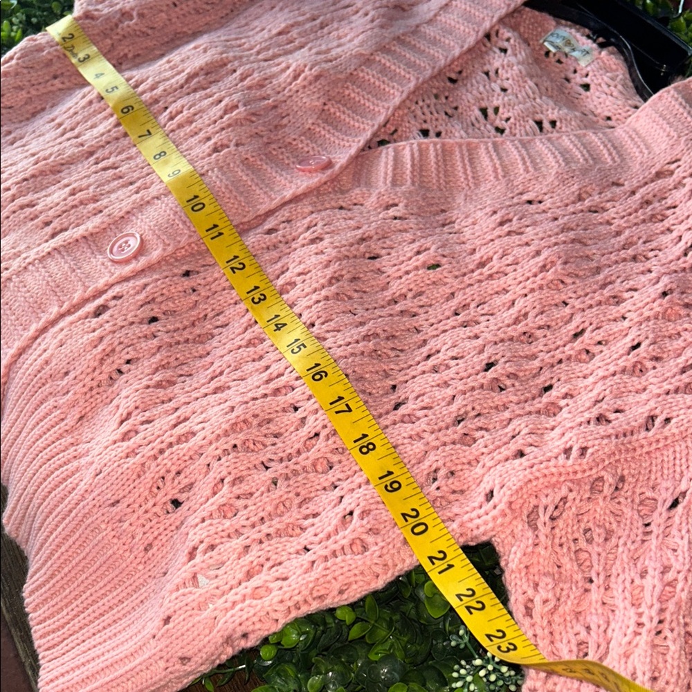 Woven Heart Blush Open-Knit Cardigan - Picture 5 of 7